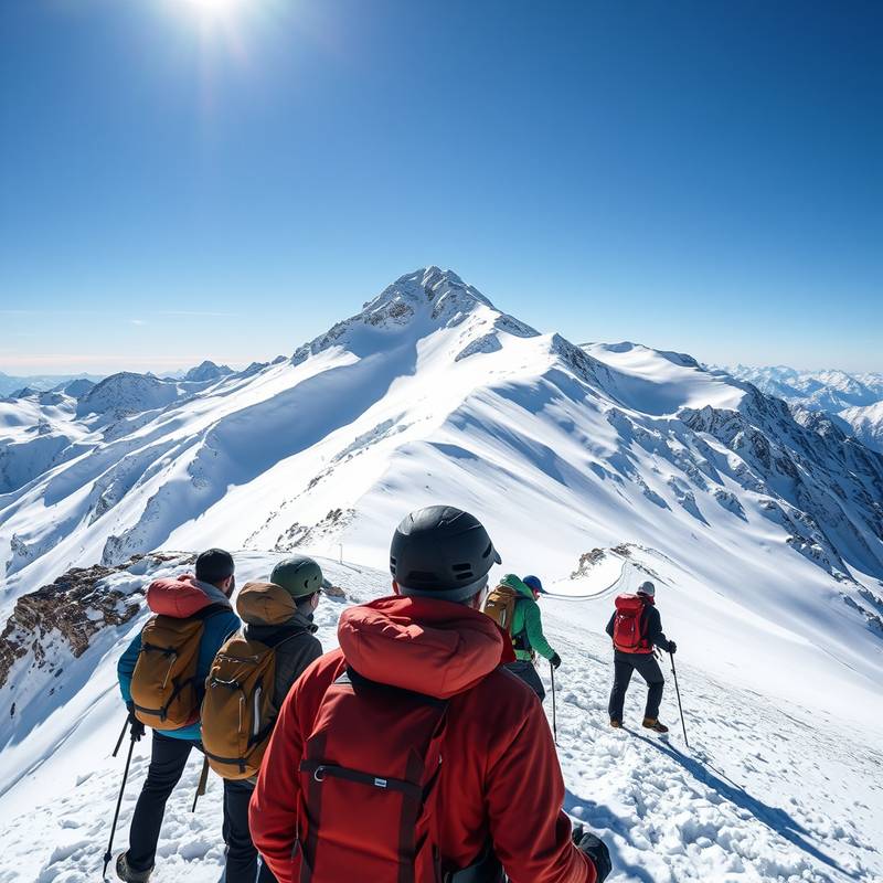 Excursión al pico nevado con equipo de trekking