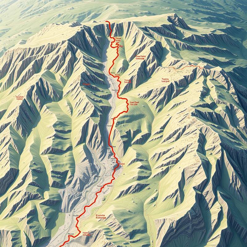 Mapa detallado de una ruta de senderismo