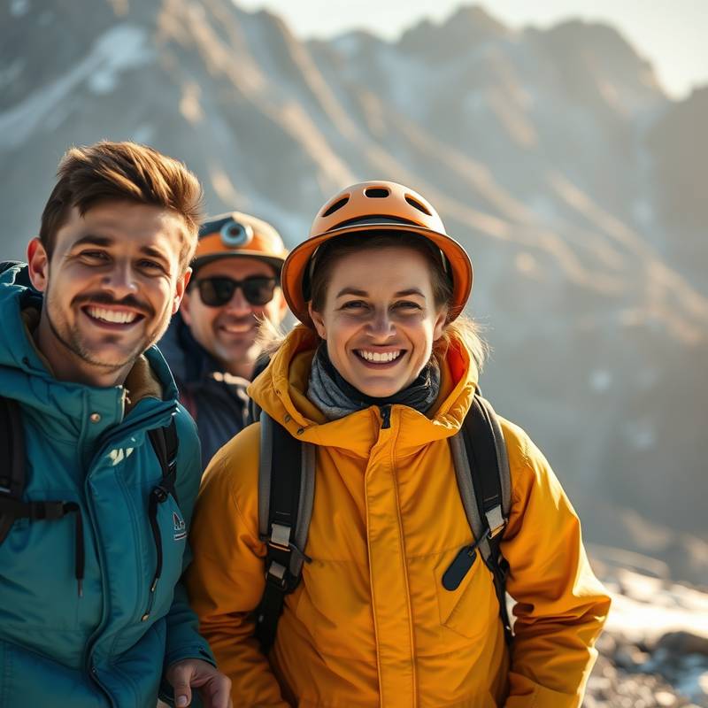 Nuestro equipo de guías expertos, sonriendo en la montaña