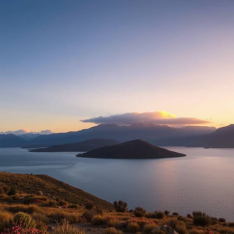 Paisaje del lago Titicaca